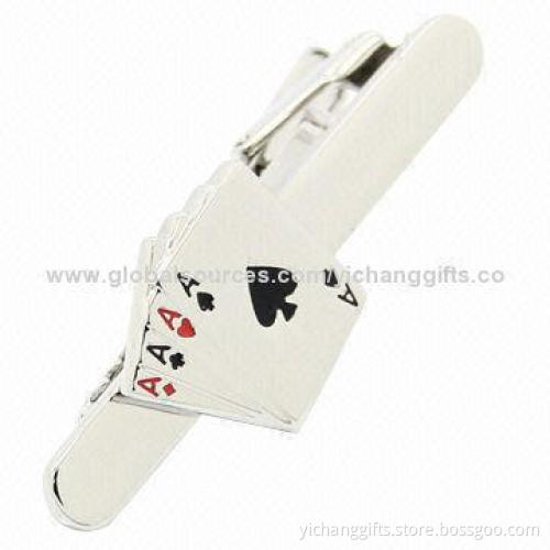 Poker Tie Clip, Enamel Color, with Your Logo, Gold-plated. Made of Copper, Iron and Bronze
